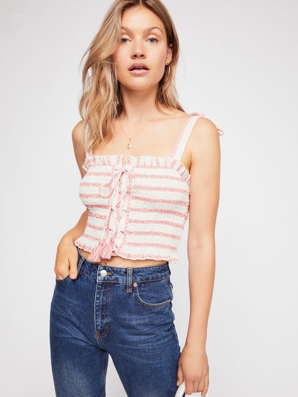 Free People Electric Love Smocked Top